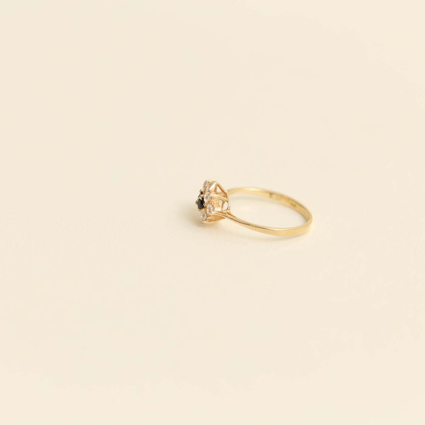 Ring with zircon and sapphire in 14K Gold size 4 | Vintage Solid Gold