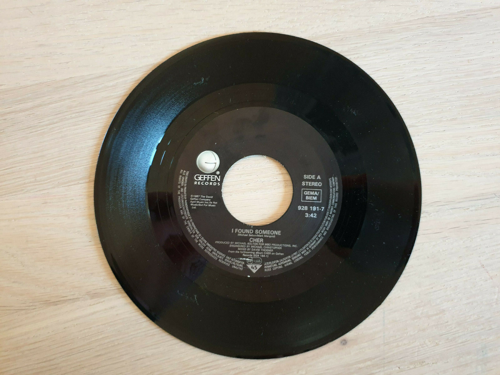 Cher – I Found Someone - 7" Vinyl 1987