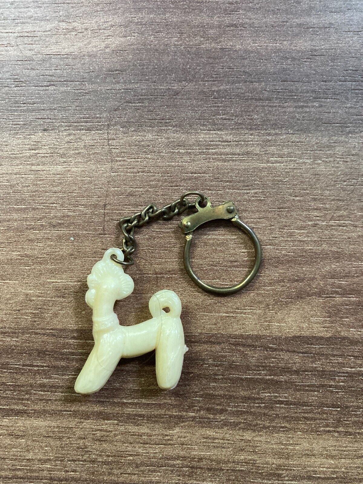 Vintage Plastic Poodle Dog Keychain Ring Retro Cute Animal Key Holder