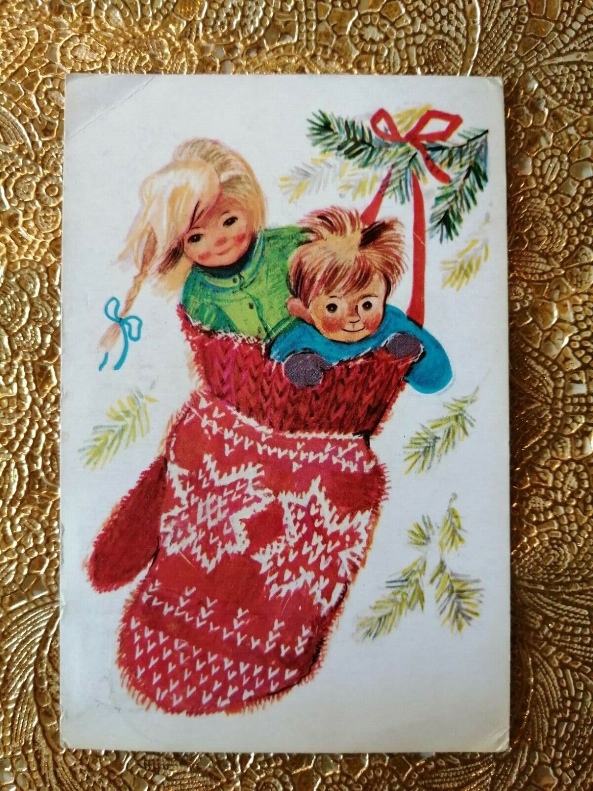 Vintage and collectible Danish Christmas cardPosted in 1966  ( No 3 q )