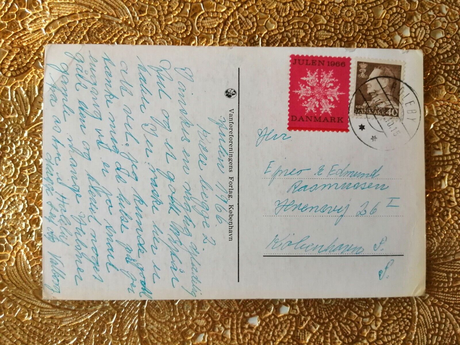 Vintage and collectible Danish Christmas cardPosted in 1966  ( No 3 q )