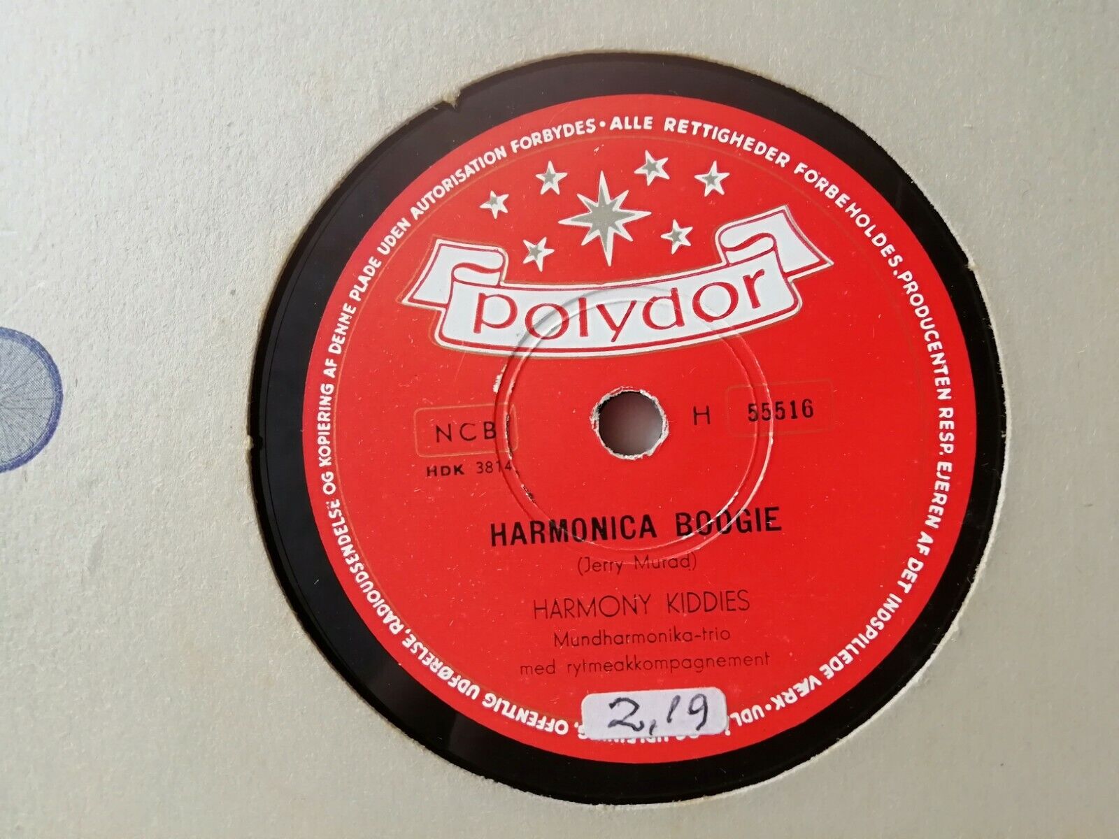 78 rpmHARMONY KIDDIESHarmonica Boogie/Bye-Bye BluesPolydor Denmark