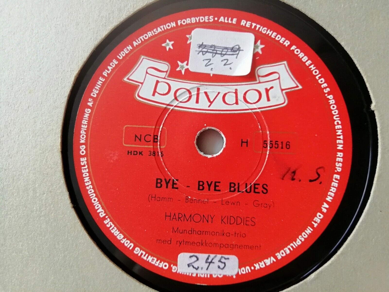 78 rpmHARMONY KIDDIESHarmonica Boogie/Bye-Bye BluesPolydor Denmark