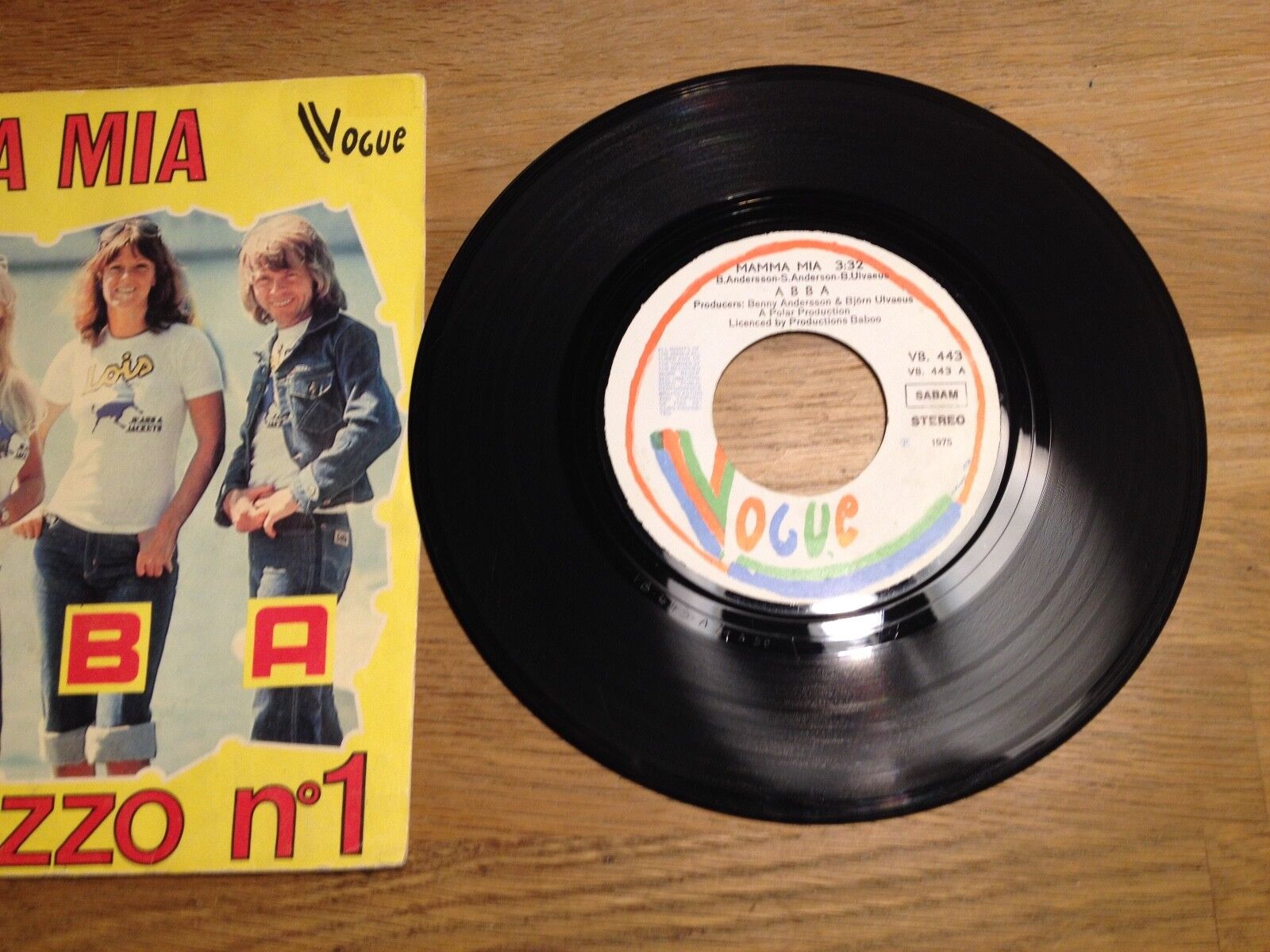 ABBA "MAMMA MIA / INTERMEZZO NO 1" 1975 VOGUE VB 443 SABAM RARE FRENCH PRESSING*