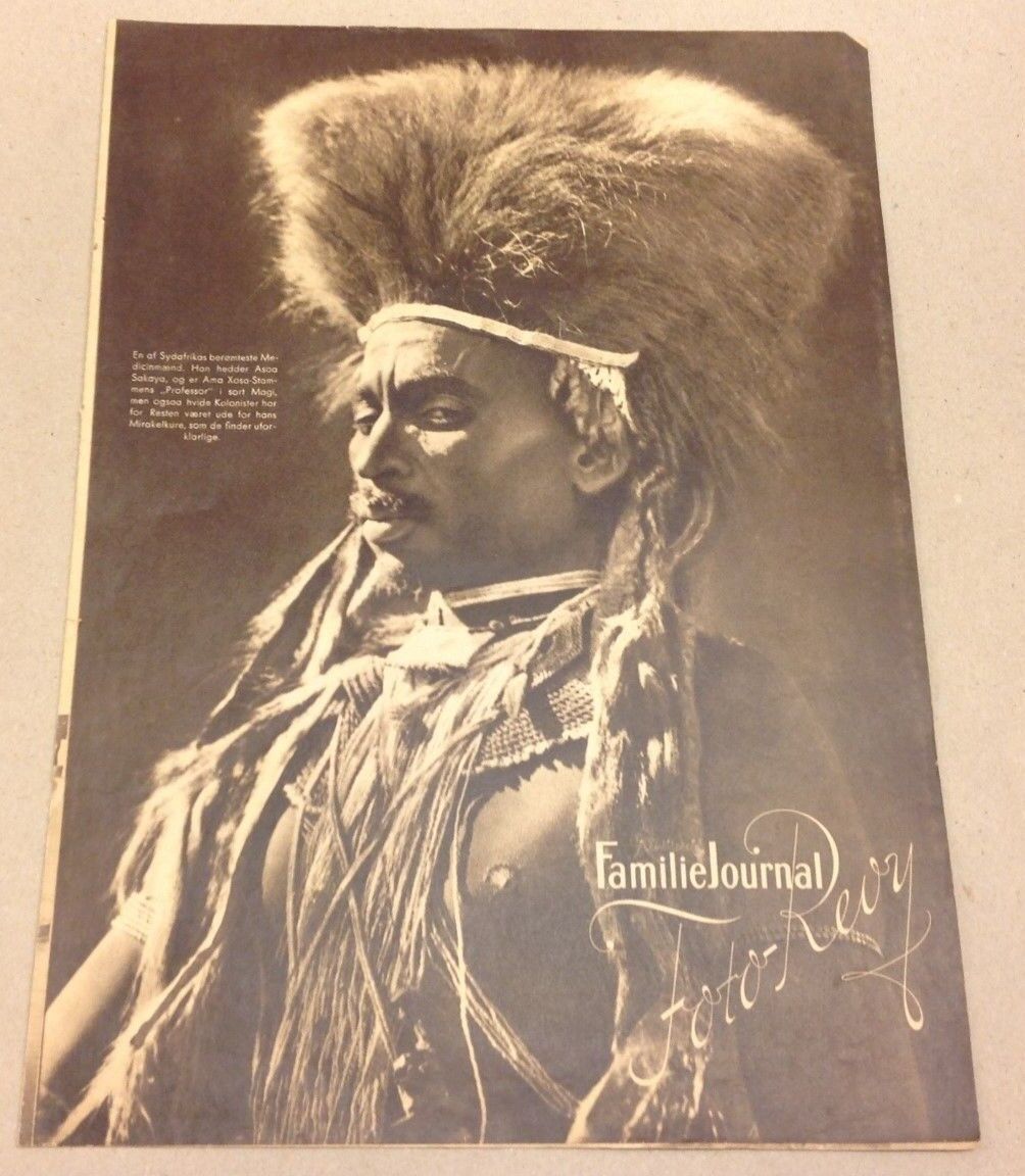 AmaXhosa South African Shaman Front Cover Vintage 1930s Danish Magazine Pages