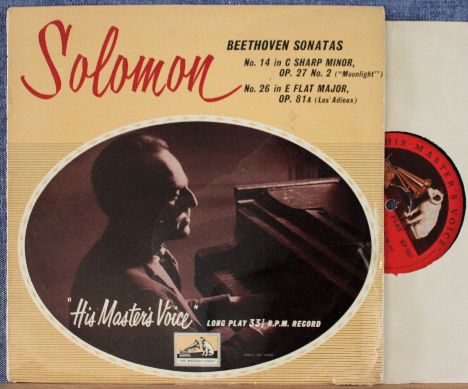 Solomon Beethoven (Sonatas 14 + 26) HMV BLP 1051 (10") NM