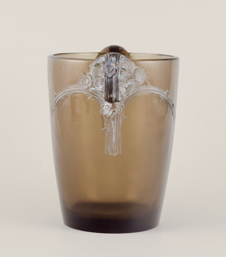 Early René Lalique art glass vase "Chamarande" in dark topaz glass 1920s