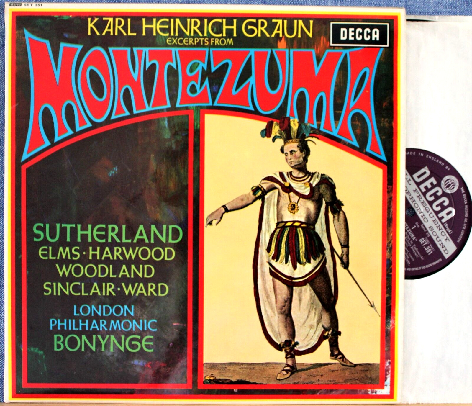 Bonynge (w Sutherland; etc) Graun (Montezuma - excerpts) Decca SET 351 wb NM