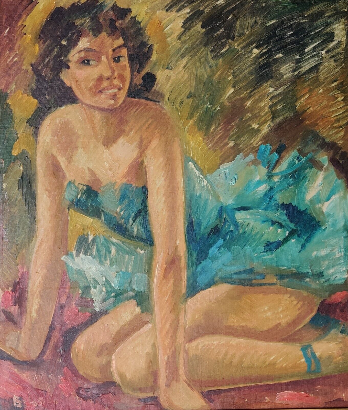 Bendt Lauridsen (1926)  YOUNG FEMALE MODEL, original oil painting.