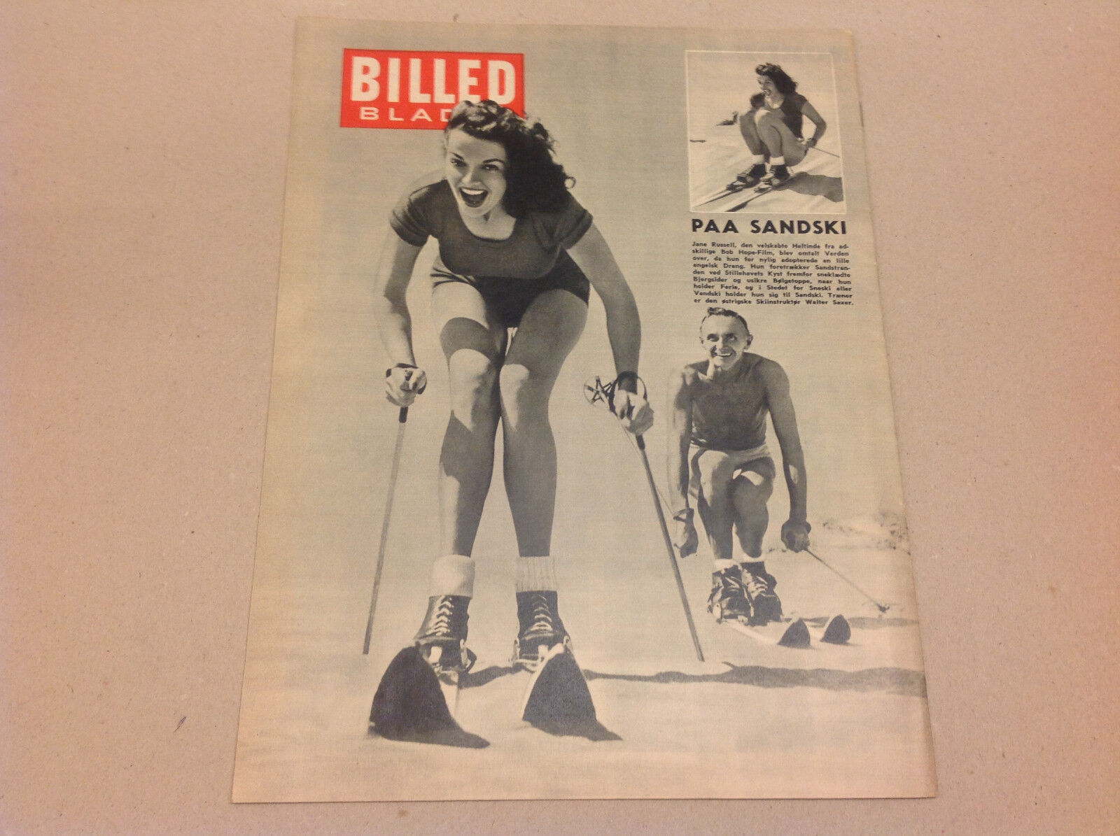 Queen Ingrid Denmark Front Cover Jane Russell Vtg Magazine Billed-Bladet 1956