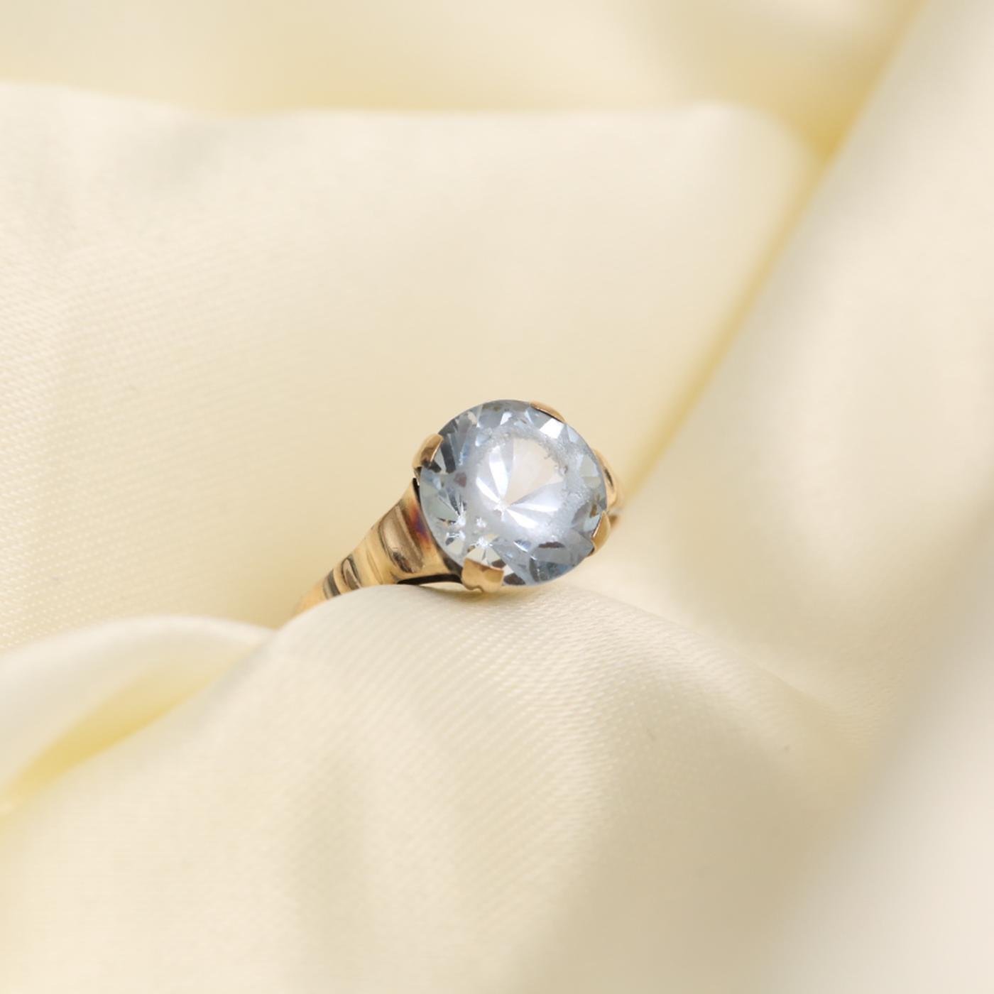 Ring with and synthetic spinel in 14K Gold size 5 | Real Genuine Gold