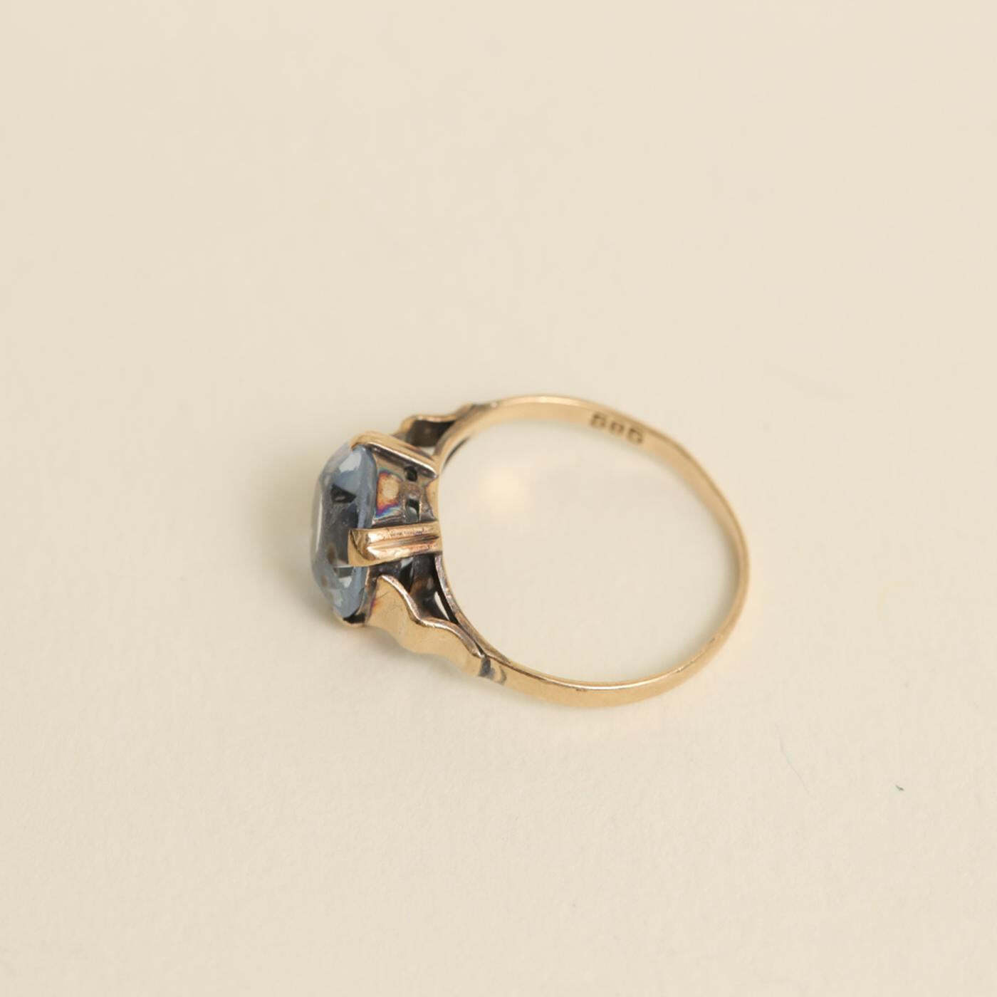 Ring with and synthetic spinel in 14K Gold size 5 | Real Genuine Gold