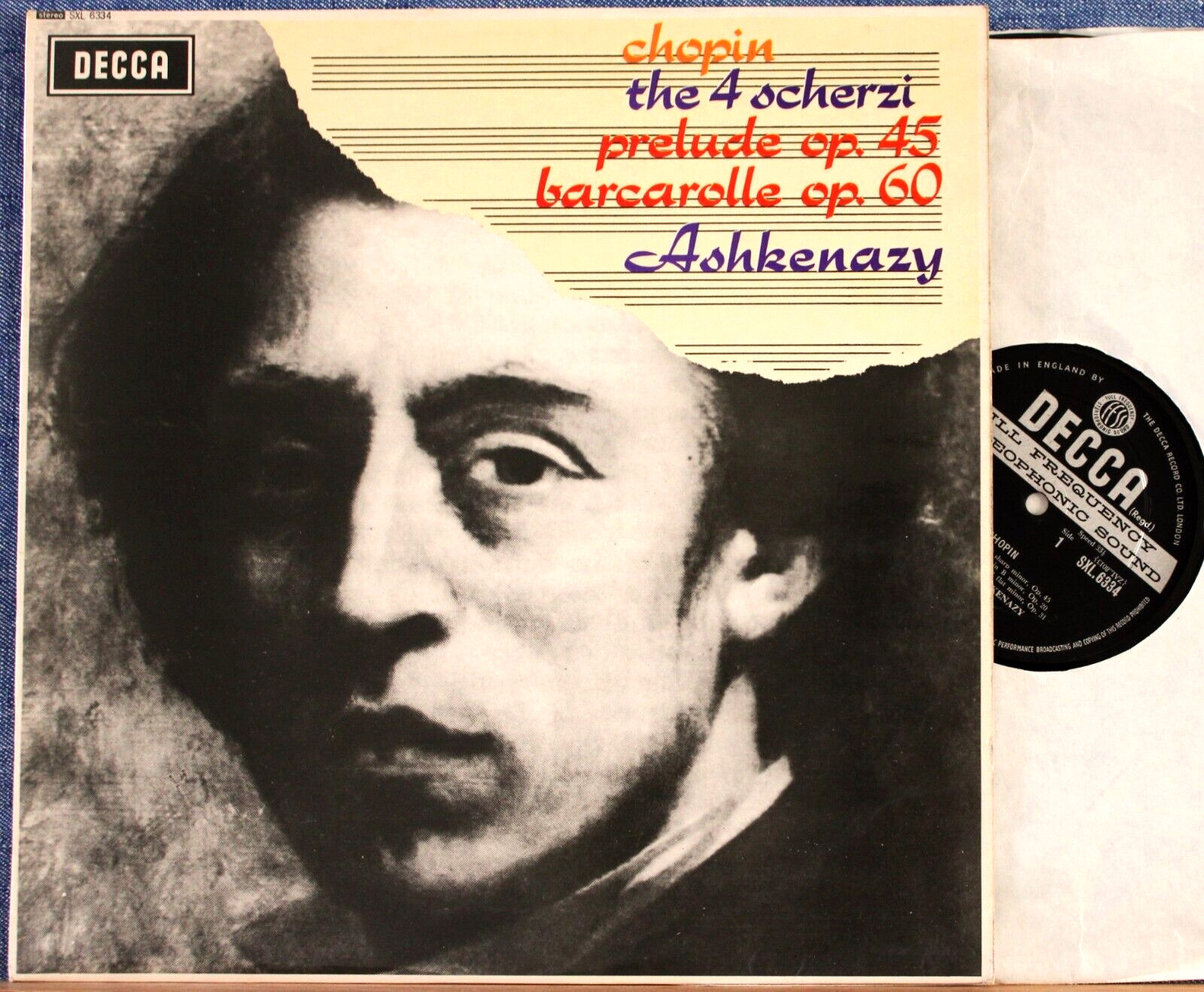 Ashkenazy Chopin (4 Scherzi; Barcarolle; Prelude) Decca SXL 6323 wb NM