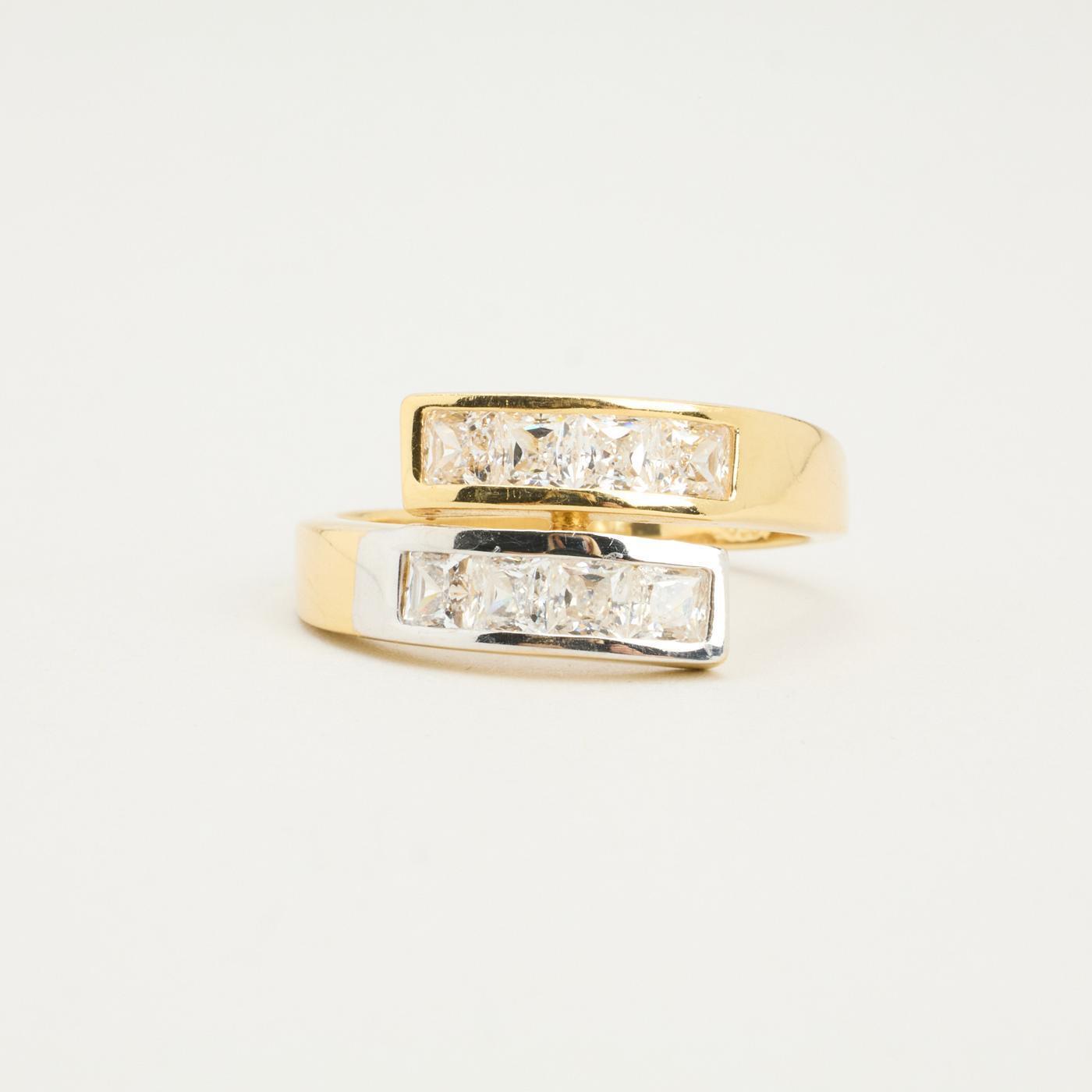 Ring with and zircon in 14K Gold and white gold size 8 | Solid Gold