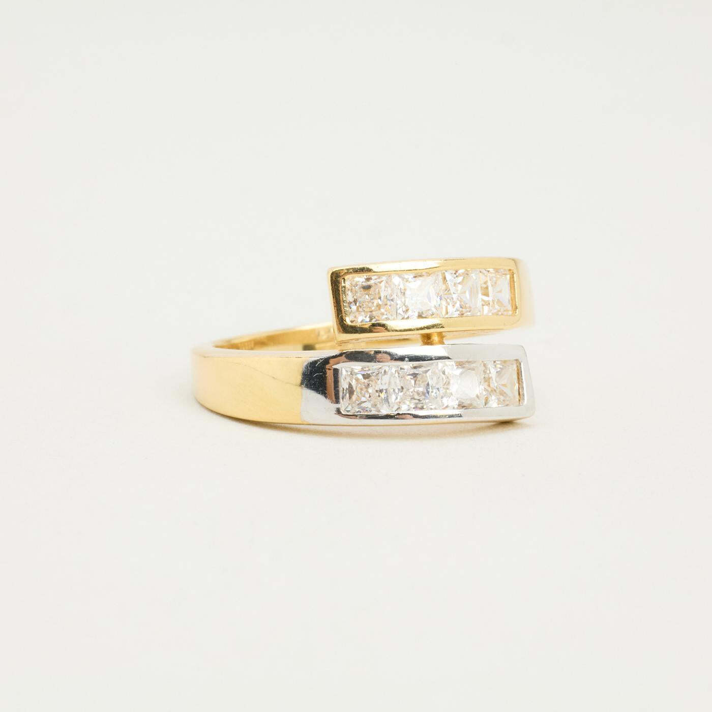 Ring with and zircon in 14K Gold and white gold size 8 | Solid Gold