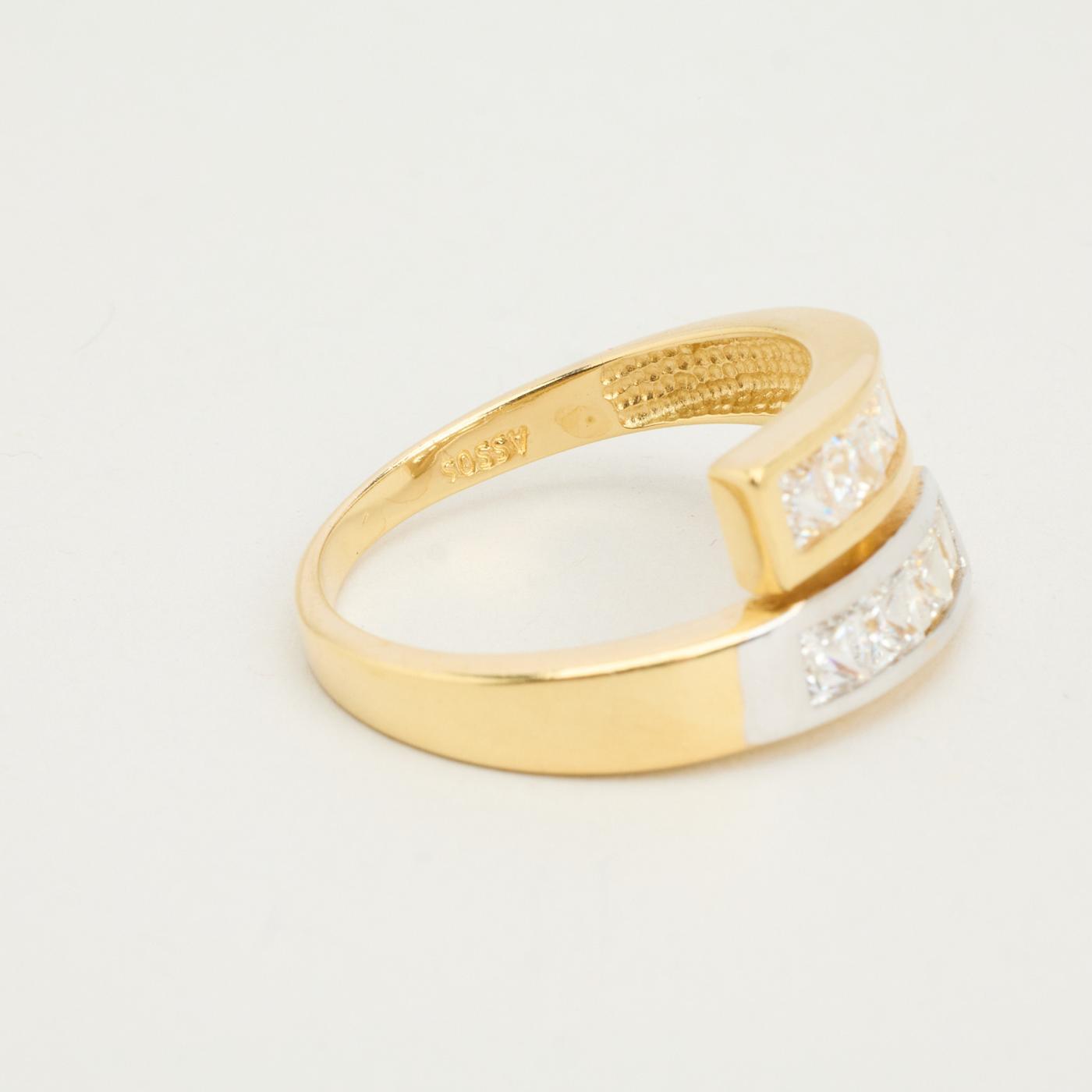 Ring with and zircon in 14K Gold and white gold size 8 | Solid Gold