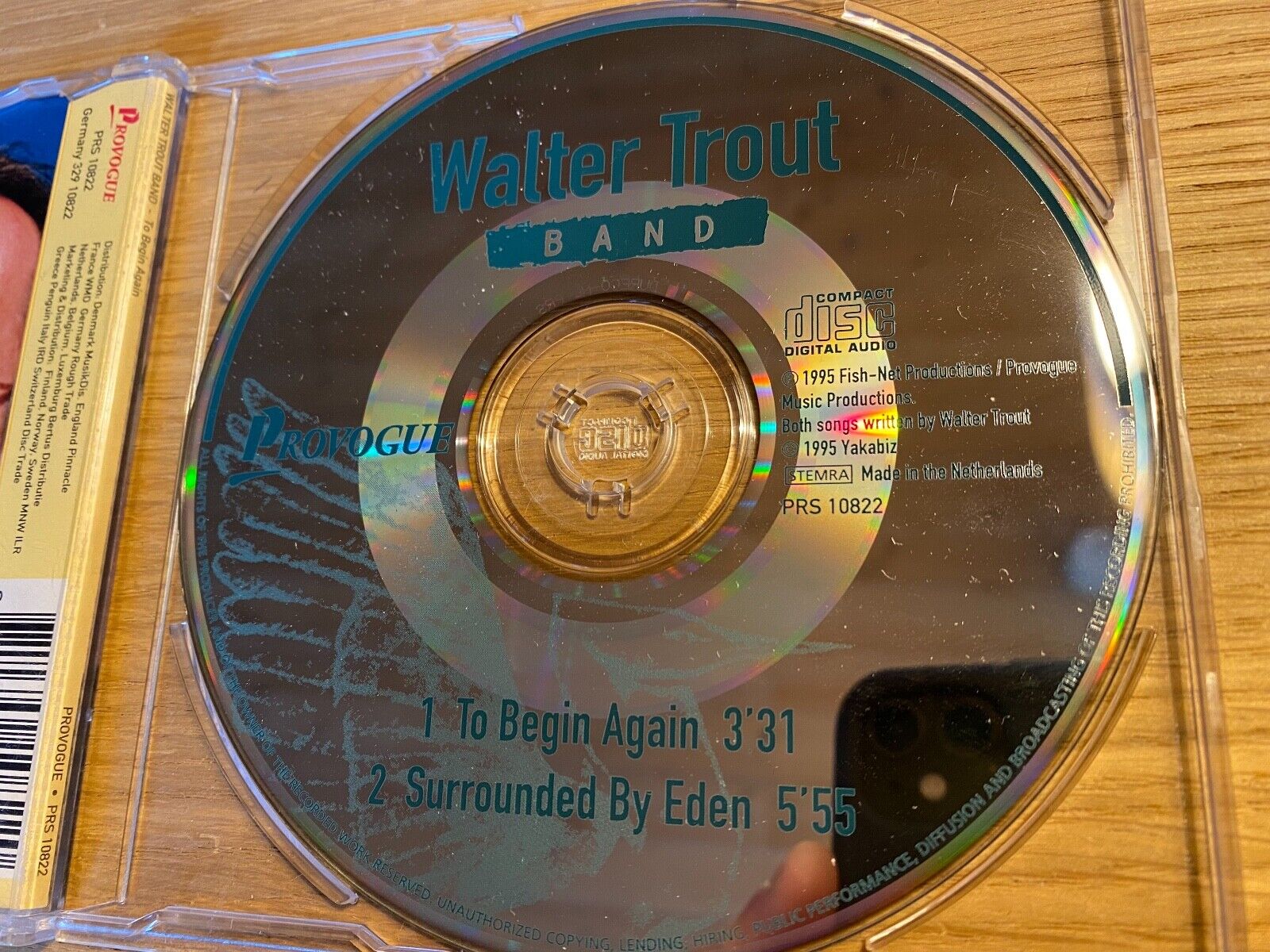 WALTER TROUT BAND "TO BEGIN AGAIN / SURROUNDED BY EDEN " 1995 2 TRACKS CD SINGLE