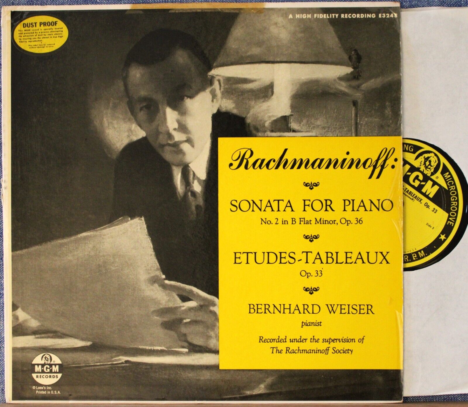 Weiser Rachmaninoff (Sonata op 26; Etudes tableaux) M-G-M E 3248 NM