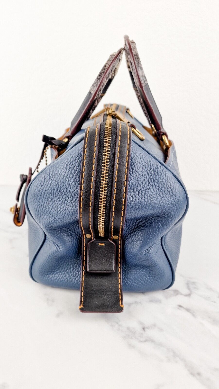 Coach 1941 Rogue Satchel Dark Denim Blue Patchwork Snakeskin Colorblock 58690