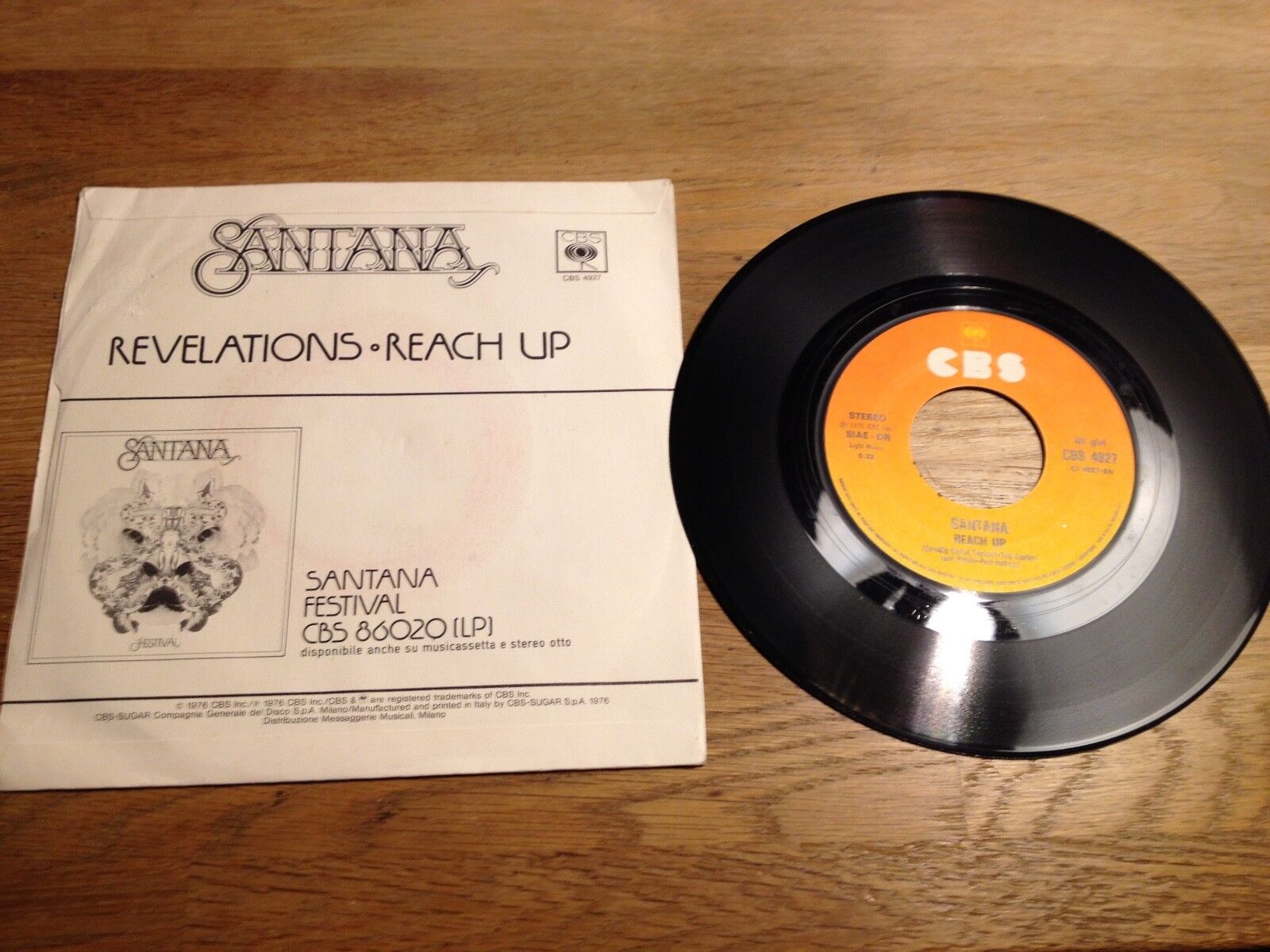 SANTANA "REVELATIONS/REACH UP" 1976 ITALY VINYL SINGLE CBS SIAE DR ITALIAN PRESS