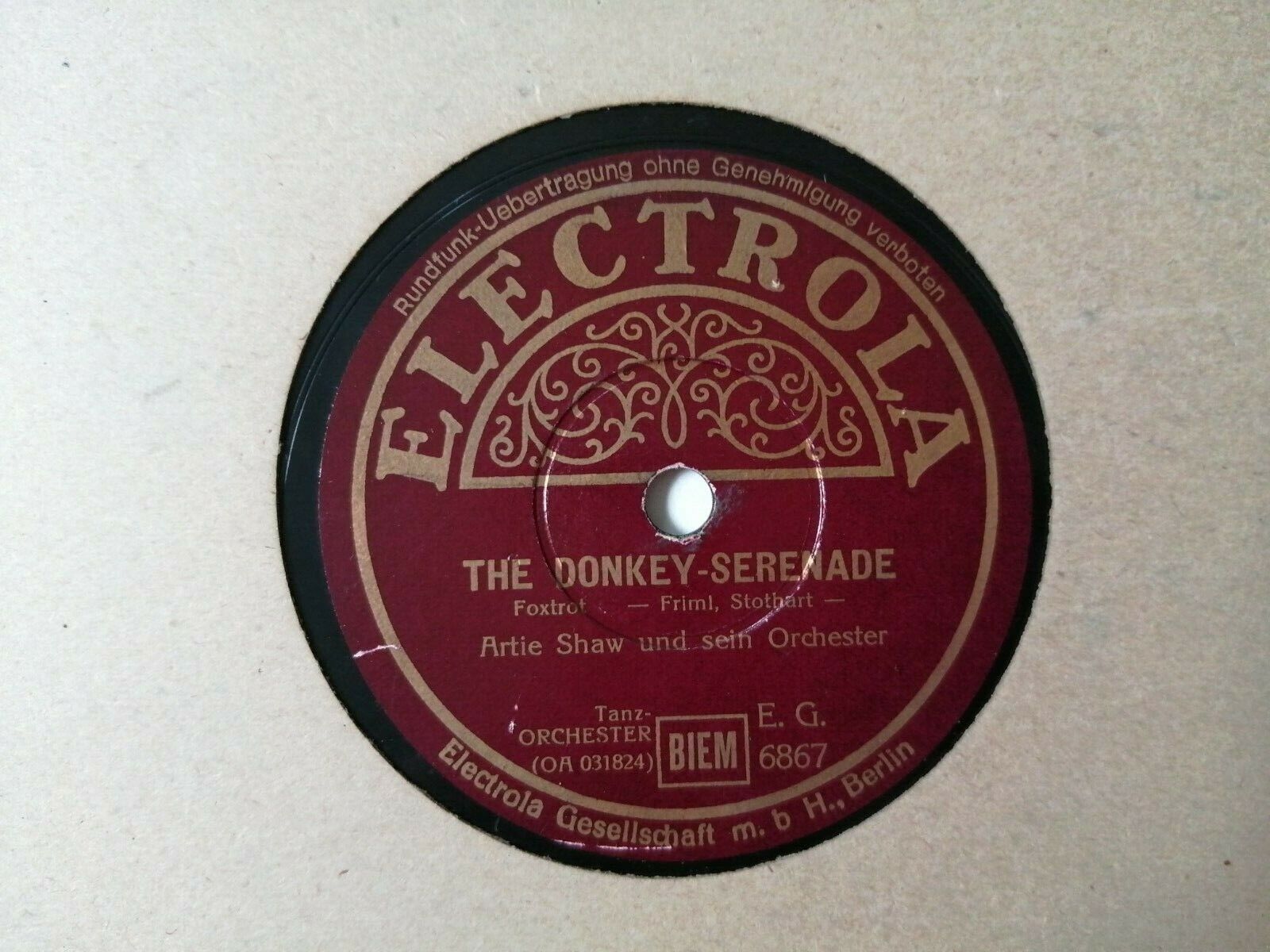 78 rpm ARTIE SHAWThe Donkey Serenade/CariocaElectrola EG6867 Shellac