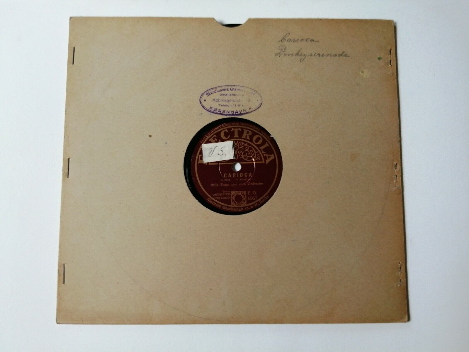 78 rpm ARTIE SHAWThe Donkey Serenade/CariocaElectrola EG6867 Shellac