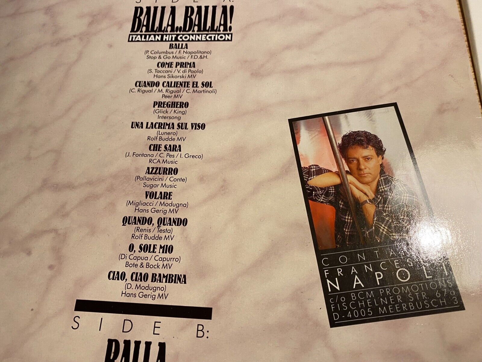 FRANCESCO NAPOLI "BALLABALLA" GERMAN PRESS BCM 45 RPM MEGAMIX HIT CONNECTION