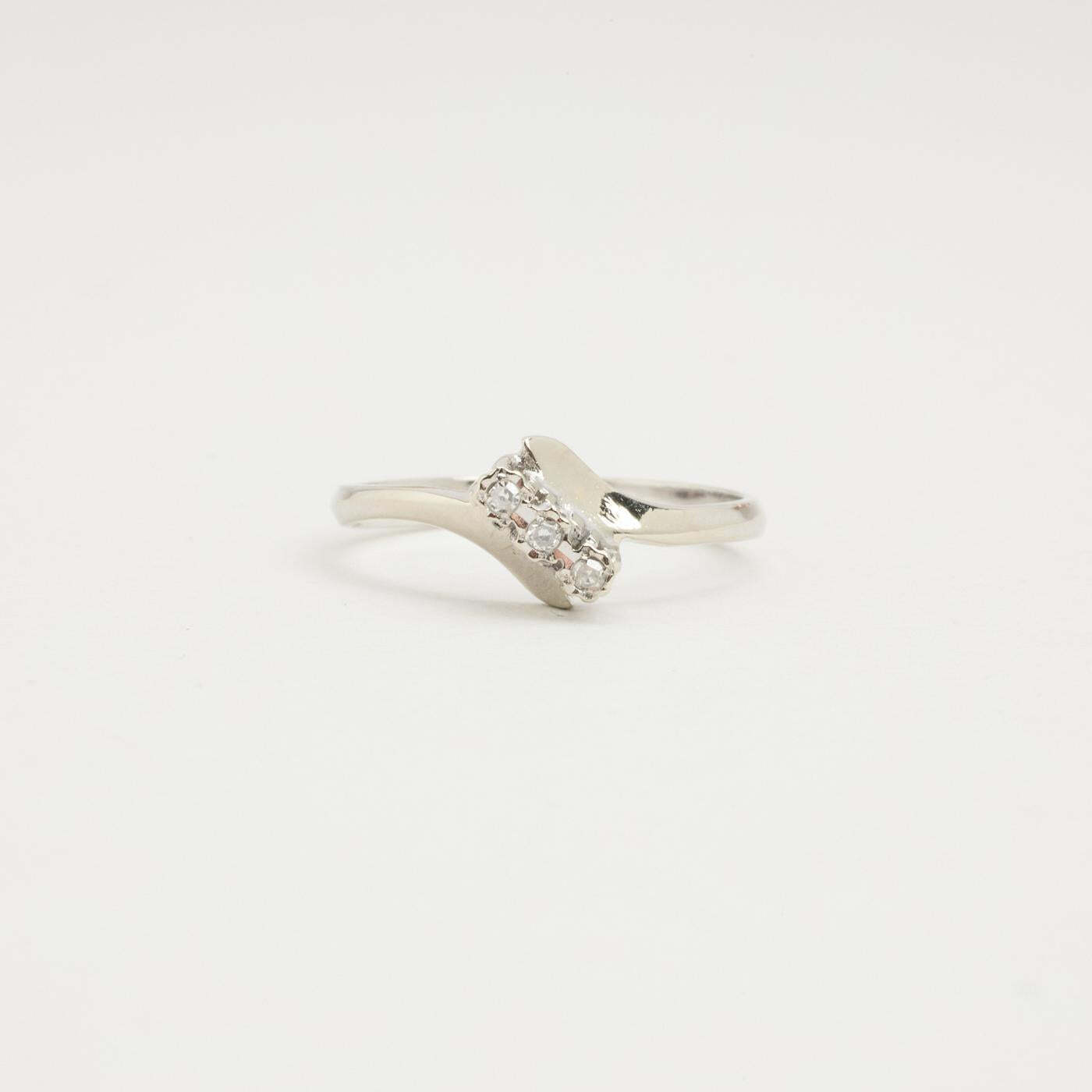 Ring with diamond (002 ct) in 14K White gold size 6 - 6½ | Vintage