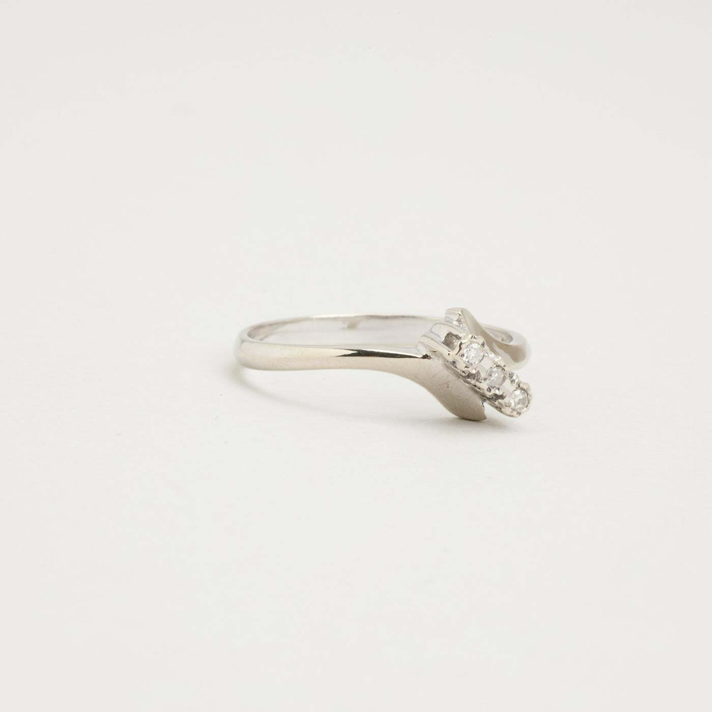 Ring with diamond (002 ct) in 14K White gold size 6 - 6½ | Vintage