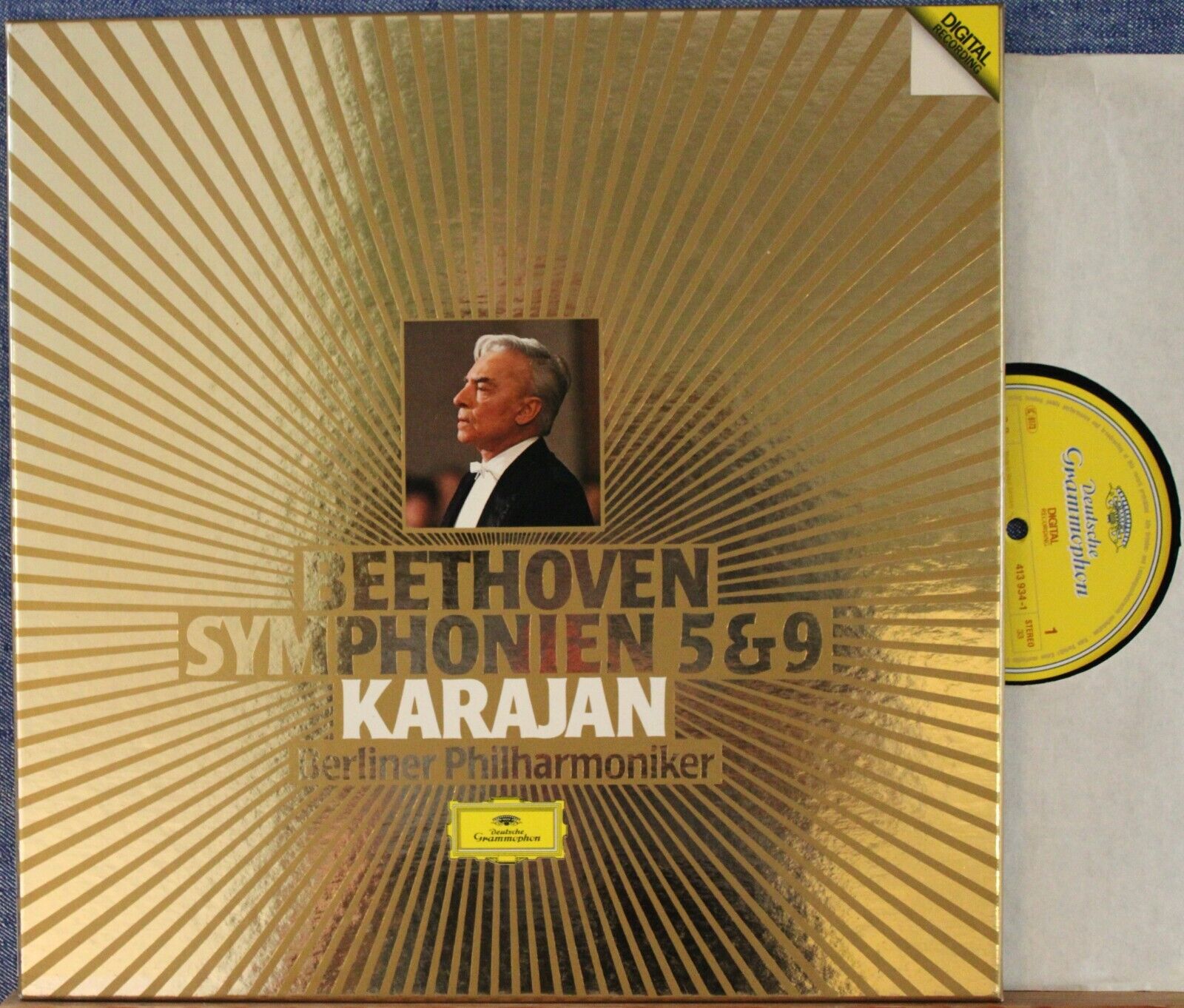 Karajan (w Baltsa; etc) Beethoven (Symphonies 5+9) DGG 413 933 (2) Box dig NM