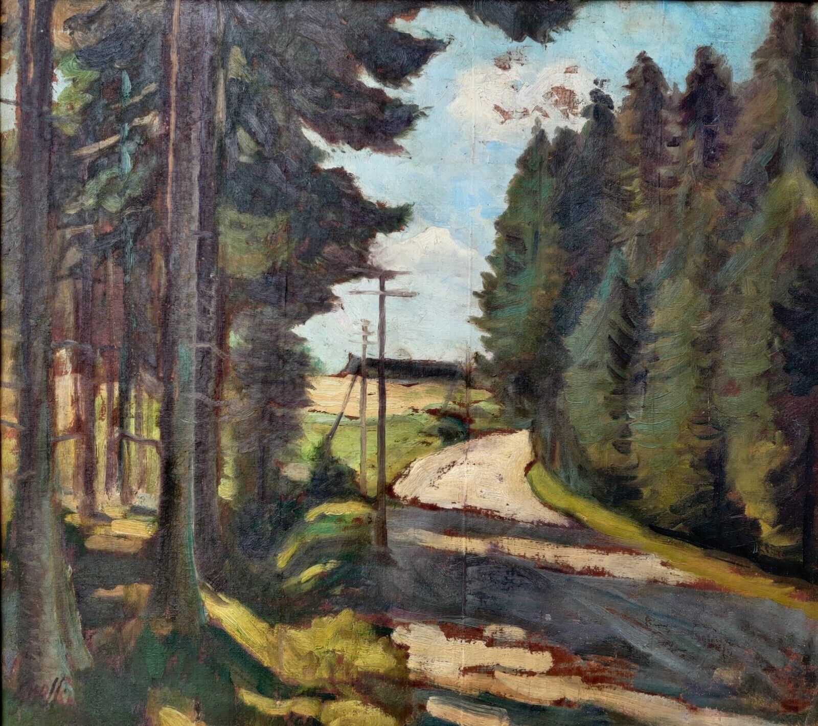 Einar Gross (1895-1960): ROAD BETWEEN  TREES original oil painting