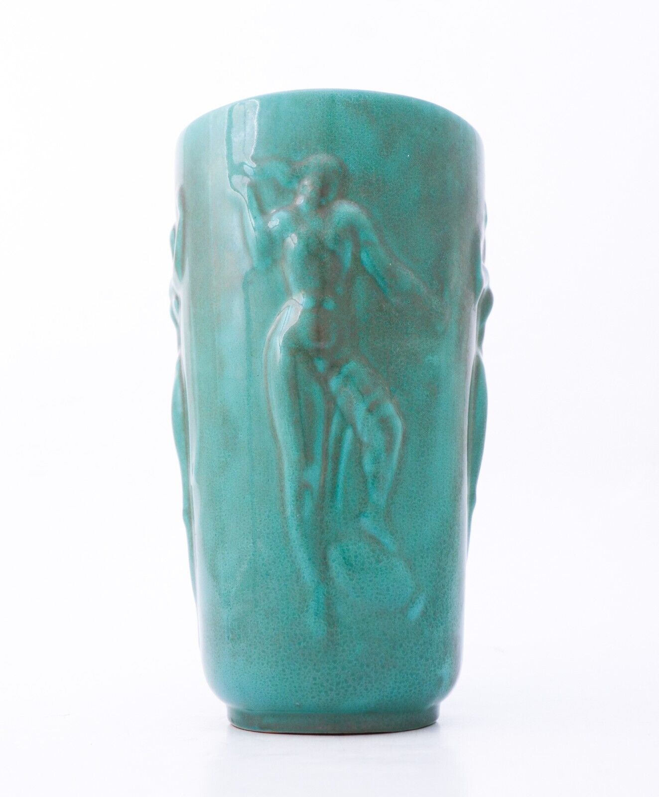 Large Green Vase "Relief Decor" Upsala Ekeby - Einar Luterkort - 1930s Art Deco