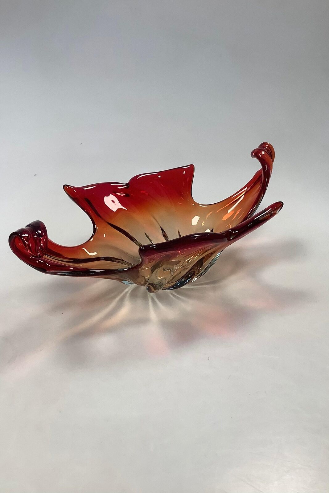 Large Red Murano Art Glass Bowl Italy