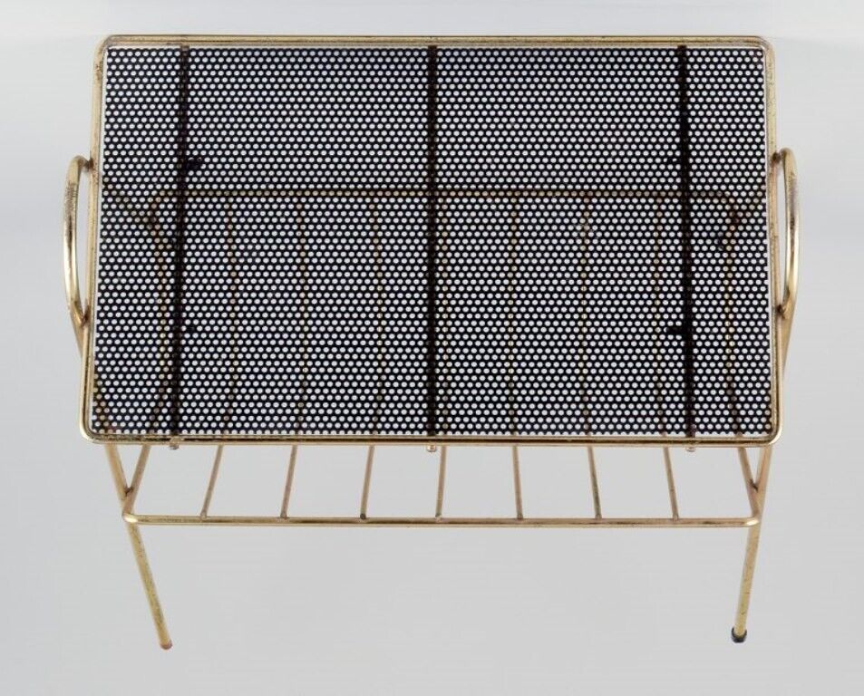 Mathieu Matégot Magazine holder in brass with black metal mesh