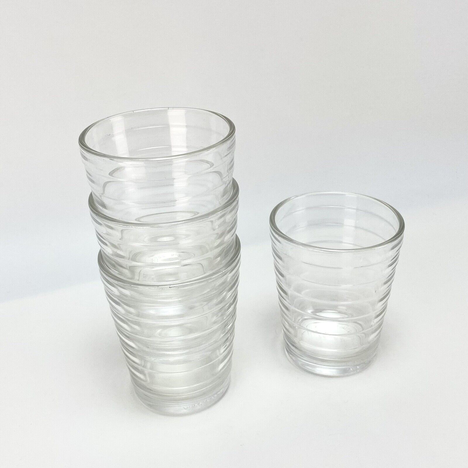 4pcs Vtg Iittala Aino Aalto Ridged Clear Drinking Glasses Finnish Glass Barware