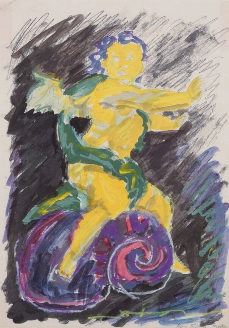 Nina Kleivan Norwegian-Danish artist Gouache on paper Composition with putto