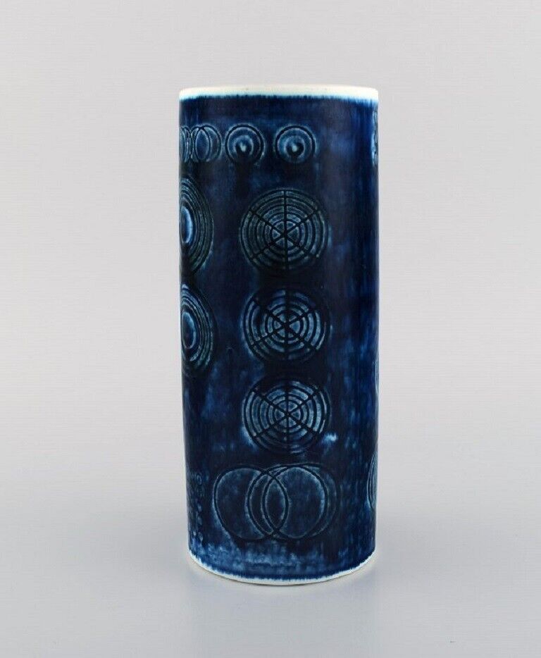 Olle Alberius for Rörstrand Sarek vase in hand-painted glazed ceramics