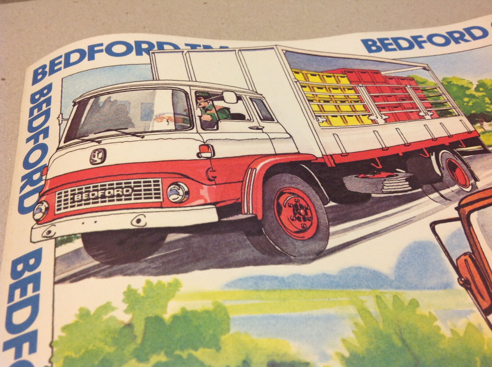 Bedford Trucks Vintage Poster 28cm x 48cm Les Routiers Unframed Good Condition