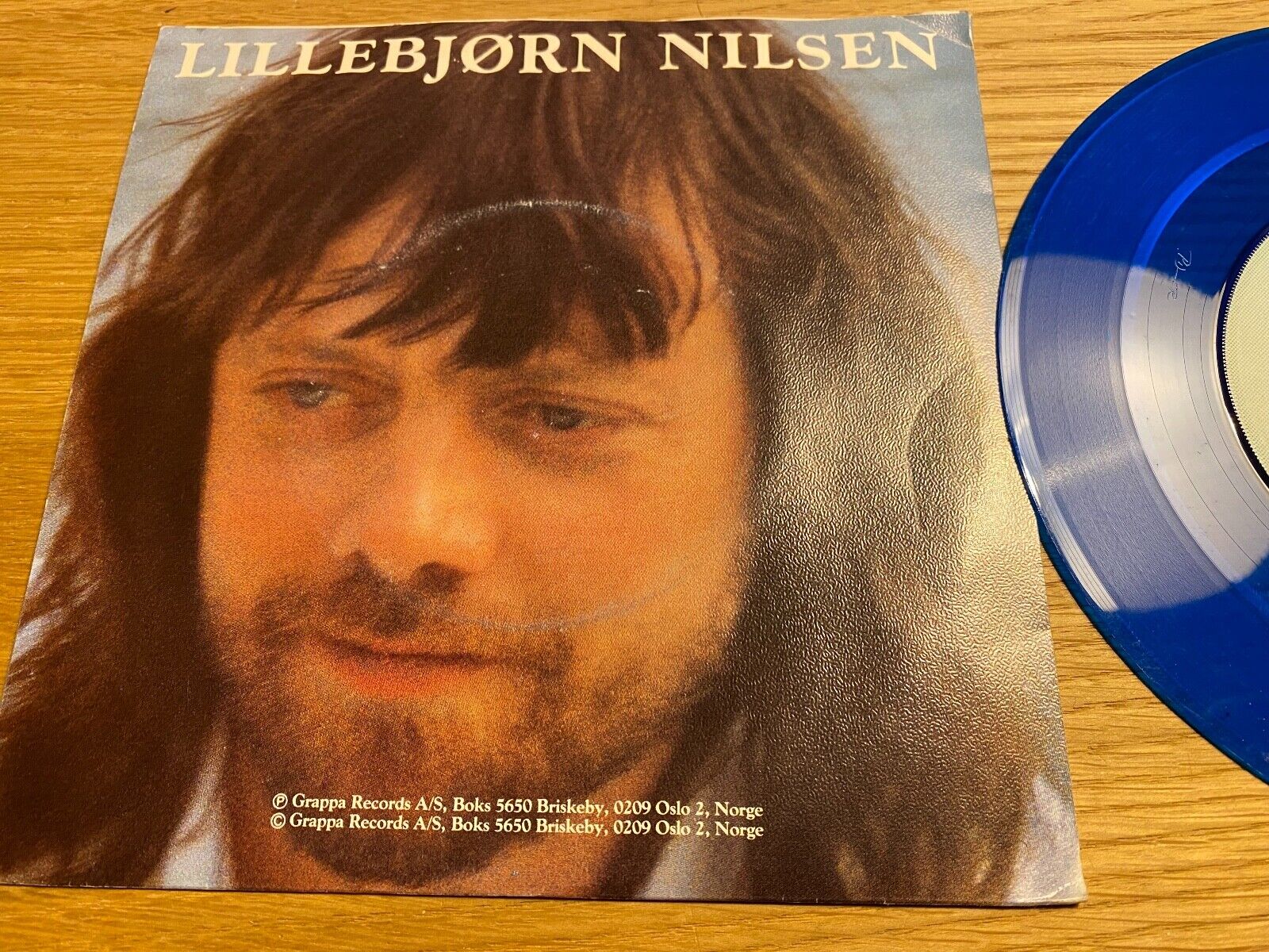 LILLEBJØRN NILSEN SANGEN ON DANMARK/BLÅ ODYSSÈ 1985 NORWEGIAN 7" SINGLE BLUE WAX