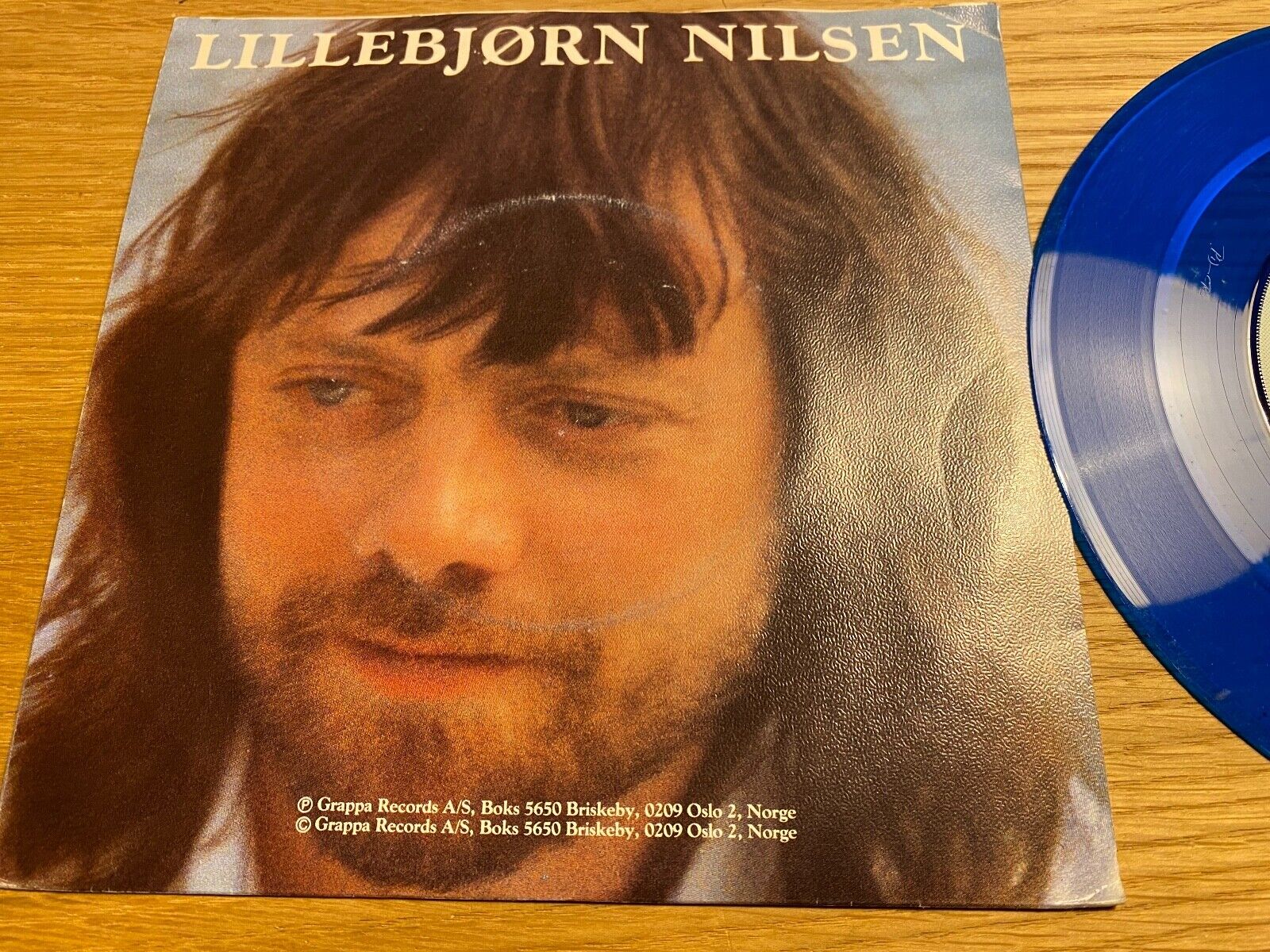 LILLEBJØRN NILSEN SANGEN ON DANMARK/BLÅ ODYSSÈ 1985 NORWEGIAN 7" SINGLE BLUE WAX