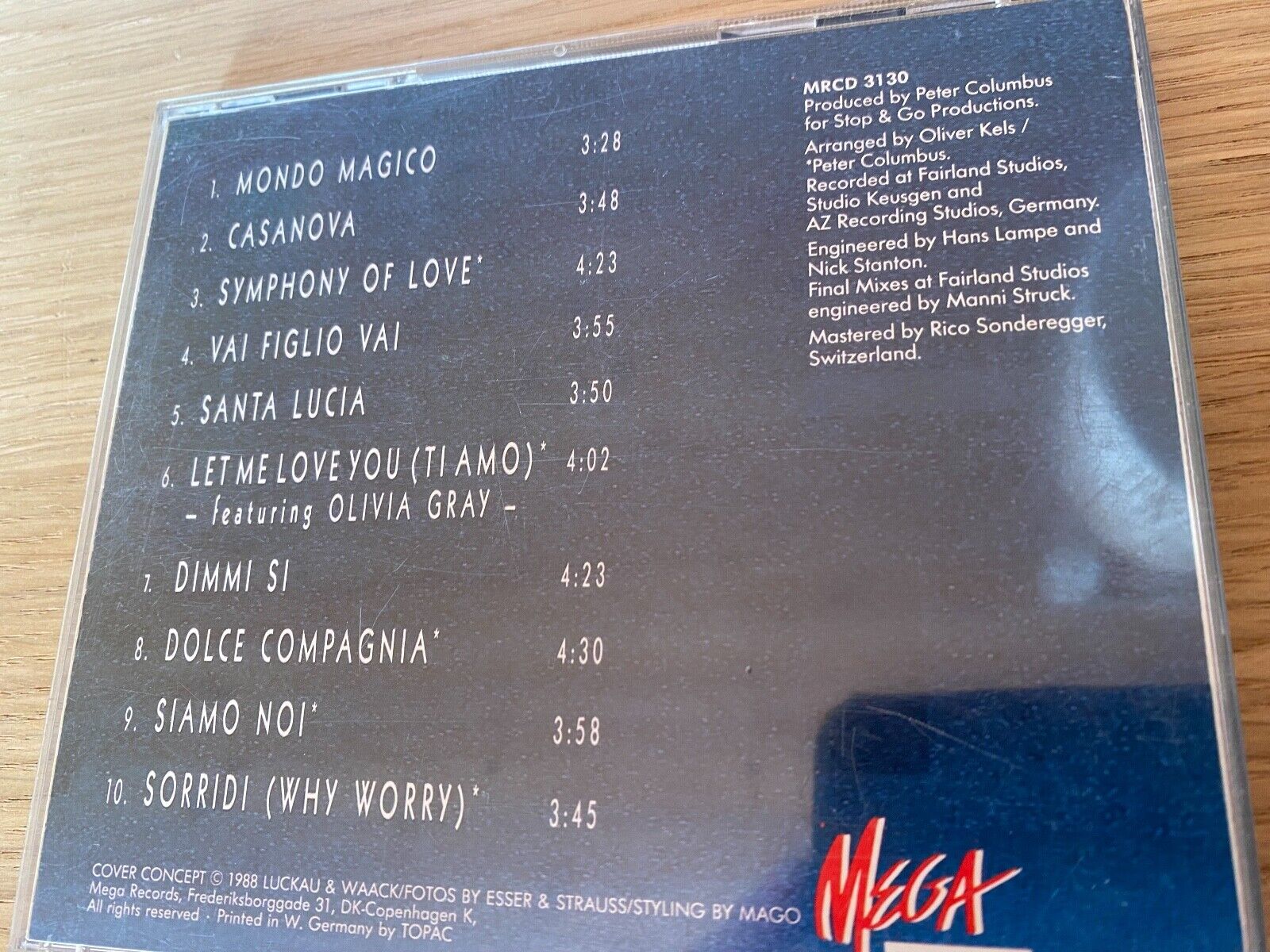 FRANCESCO NAPOLI "MAGICO" CDALBUM 1988 10 TRACK MEGA RECORDS DENMARK BIEM NCB CD