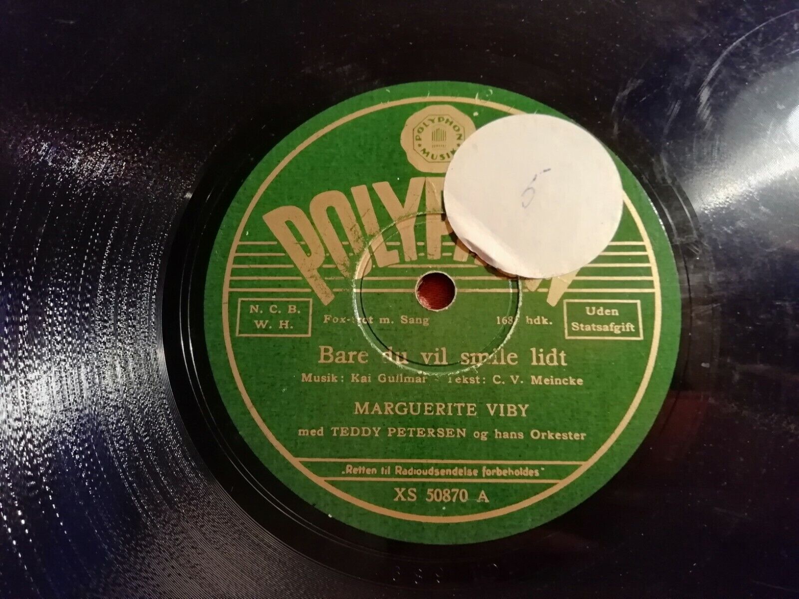 78rpm record: Marguerite VibyWaltzEn Vaarnat i Wien1941 Polyphon XS 50870 A