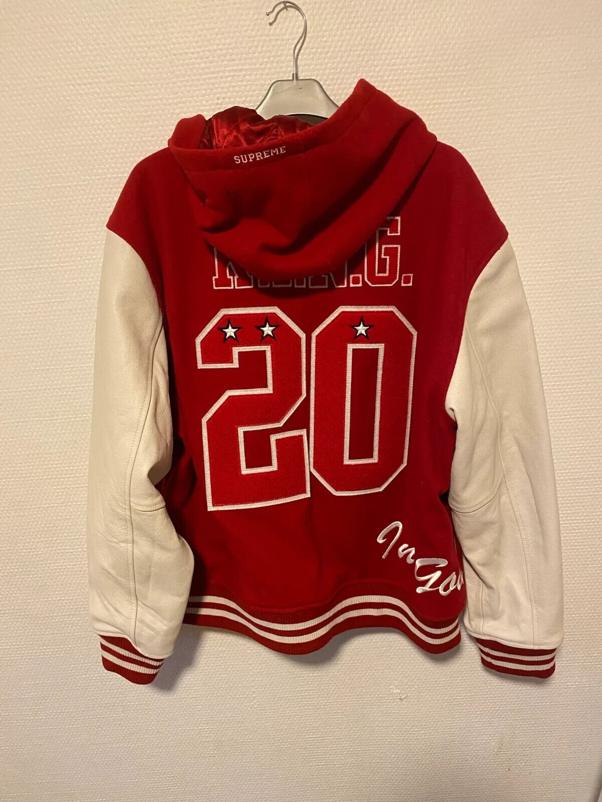 Supreme King Hooded Varsity Jacket Red