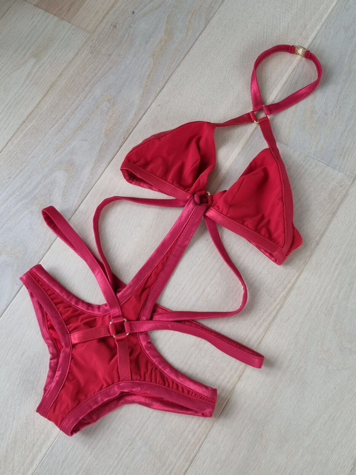 **Red Cut-Out Swimsuit Size 3 Provocative Agent**