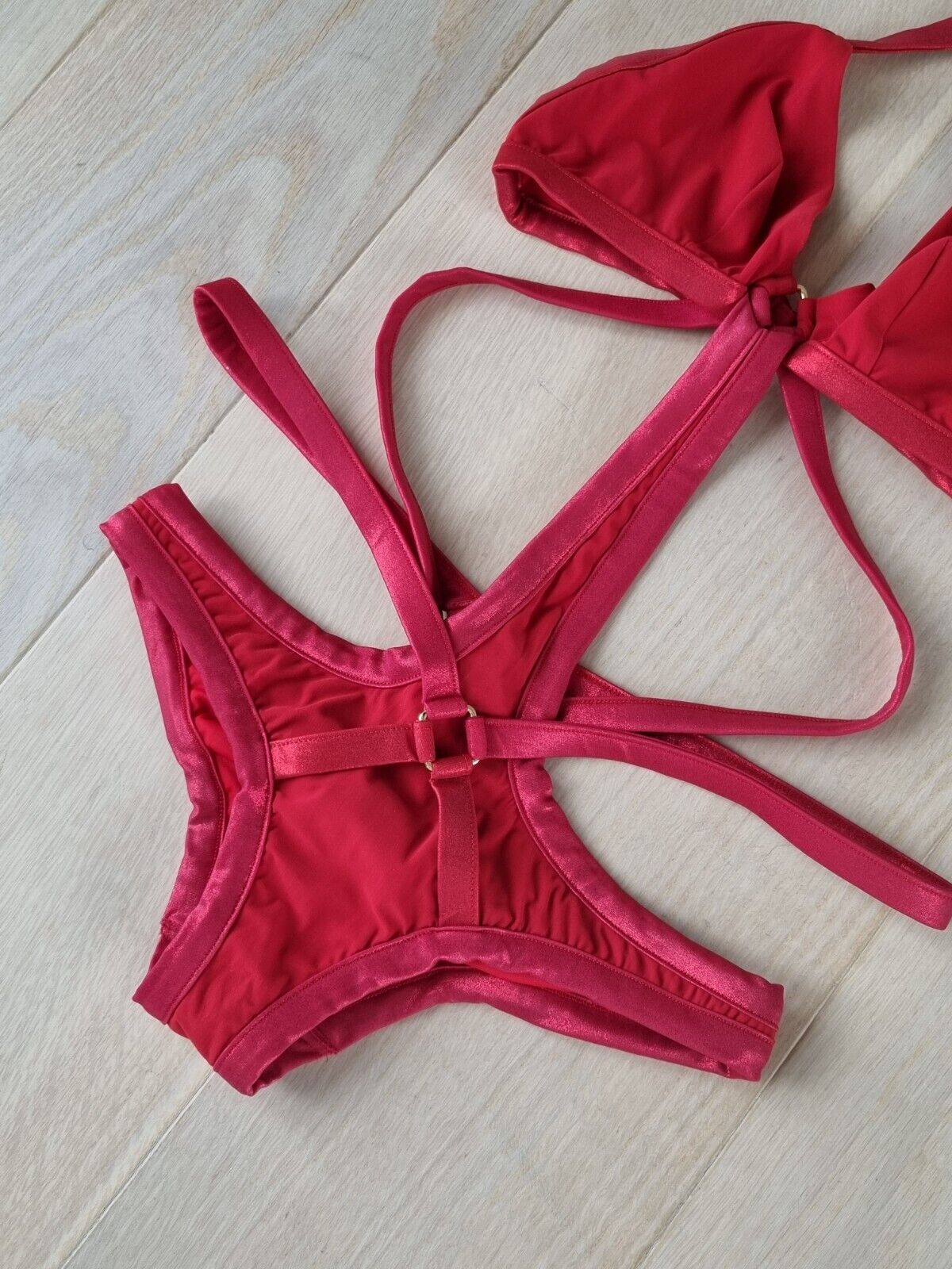 **Red Cut-Out Swimsuit Size 3 Provocative Agent**