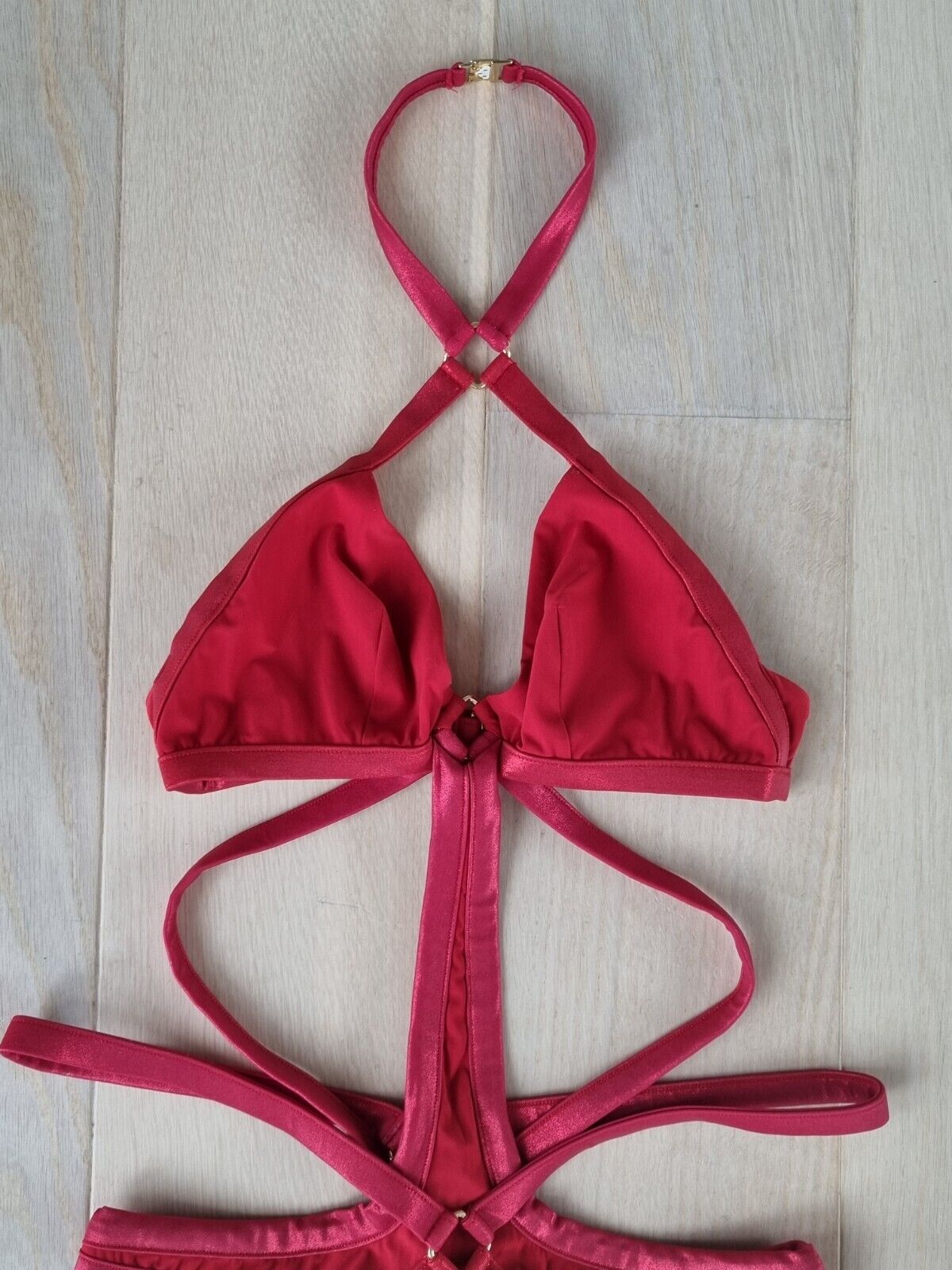 **Red Cut-Out Swimsuit Size 3 Provocative Agent**