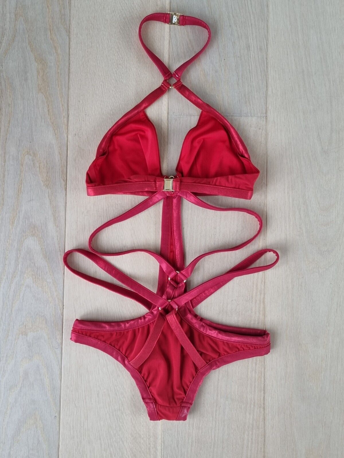 **Red Cut-Out Swimsuit Size 3 Provocative Agent**