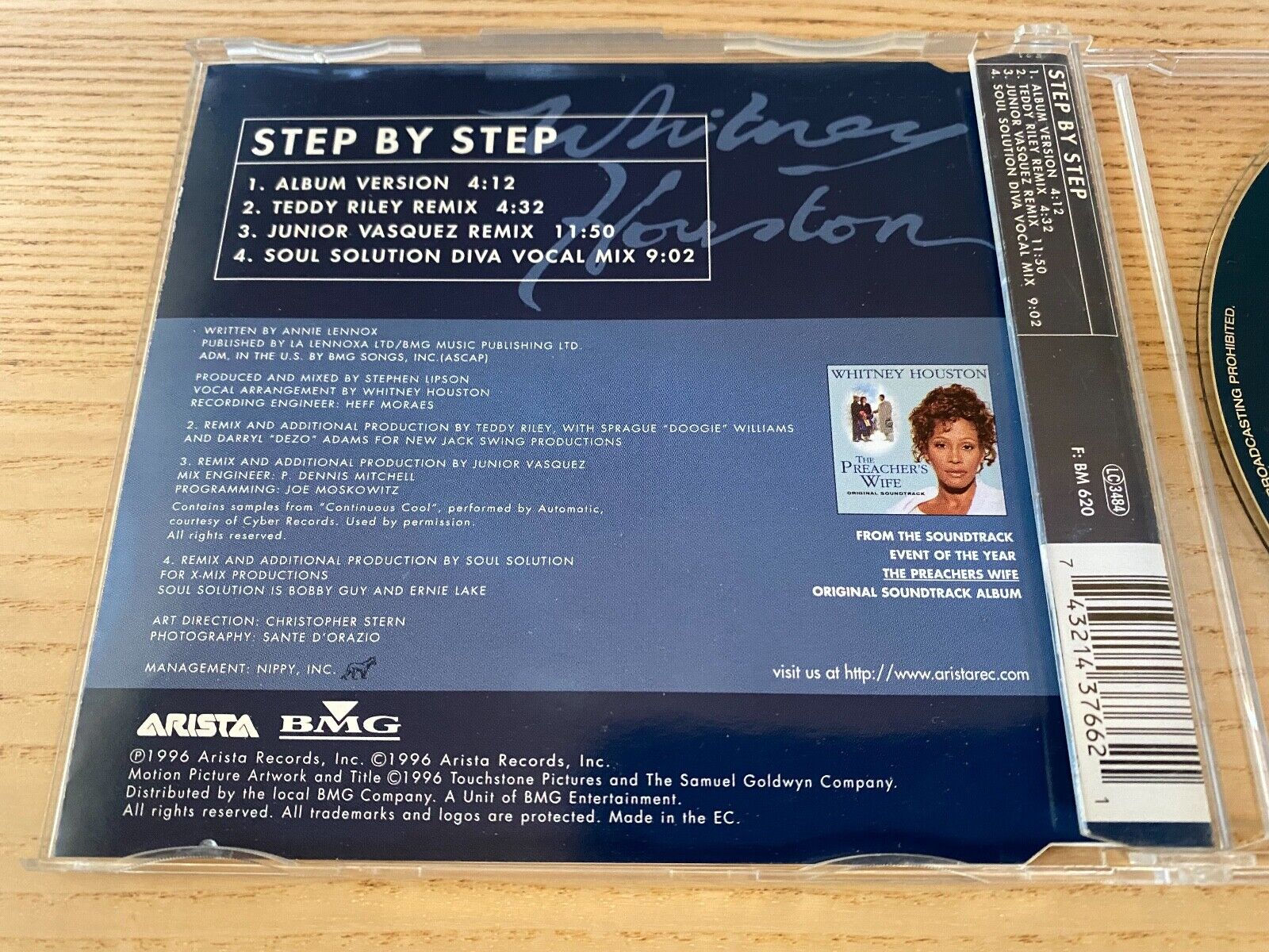 WHITNEY HOUSTON "STEP BY STEP" 1996 4 REMIXED TRACK CD SINGLE ARISTS BMG RECORDS