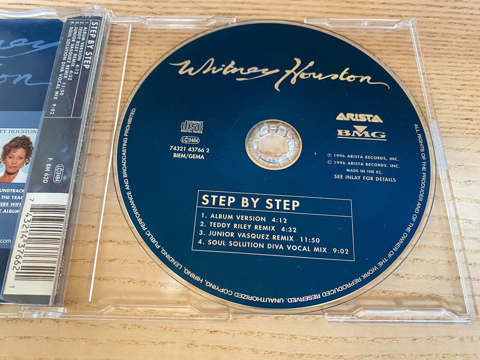 WHITNEY HOUSTON "STEP BY STEP" 1996 4 REMIXED TRACK CD SINGLE ARISTS BMG RECORDS