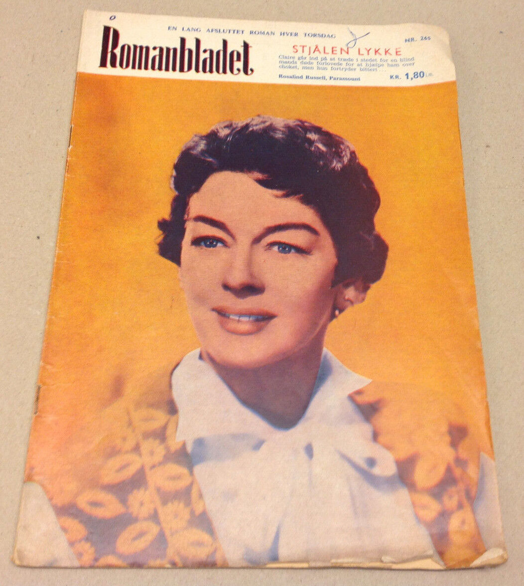 ROSALIND RUSSELL ON FRONT COVER VINTAGE Danish Novelle Romanbladet Magazine 1969